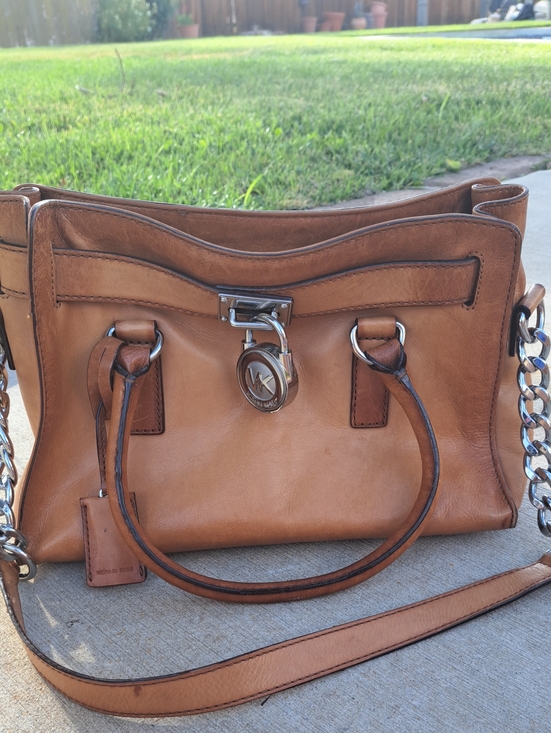 MICHAEL Michael Kors Handbags - MICHAEL Michael Kors Hamilton E/W Leather Satc hel Cognac